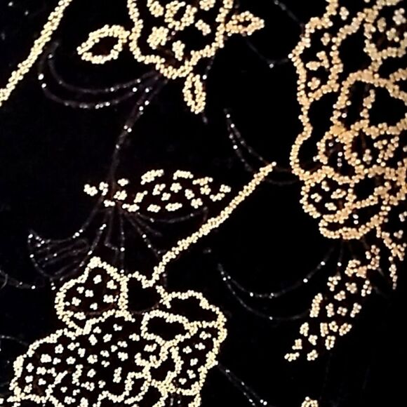 Notations Formal Black Velvet & Gold Beaded Button Jacket Blouse. NWT - Picture 7 of 11